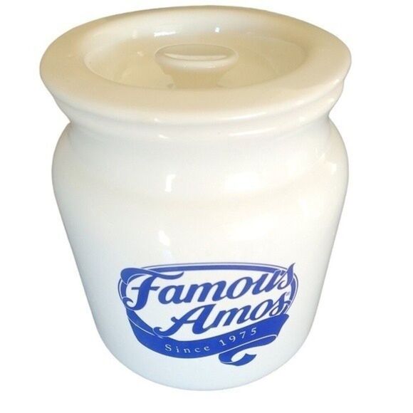 Vintage Other - Vintage Famous Amos Ceramic White & Blue Collectible Canister cookie jar